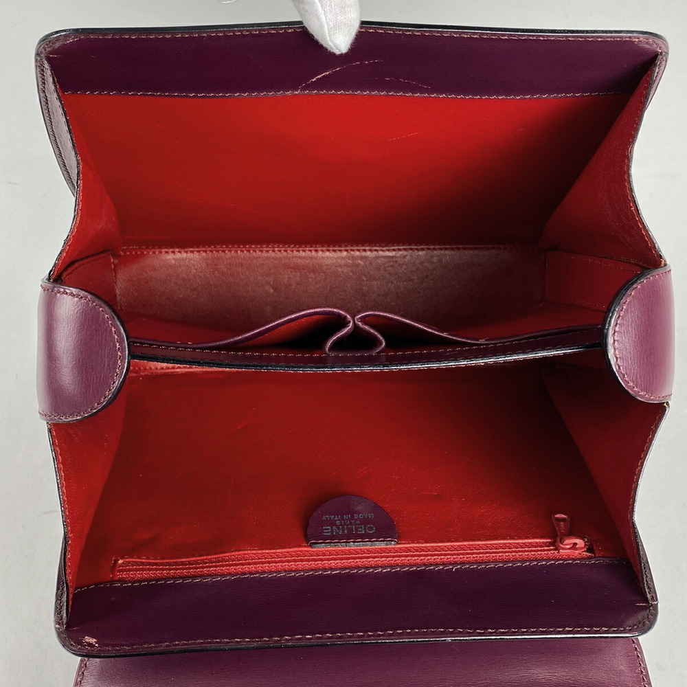 Celine Logo Handbag Shoulder Bag Leather Purple - Picture 6 of 6